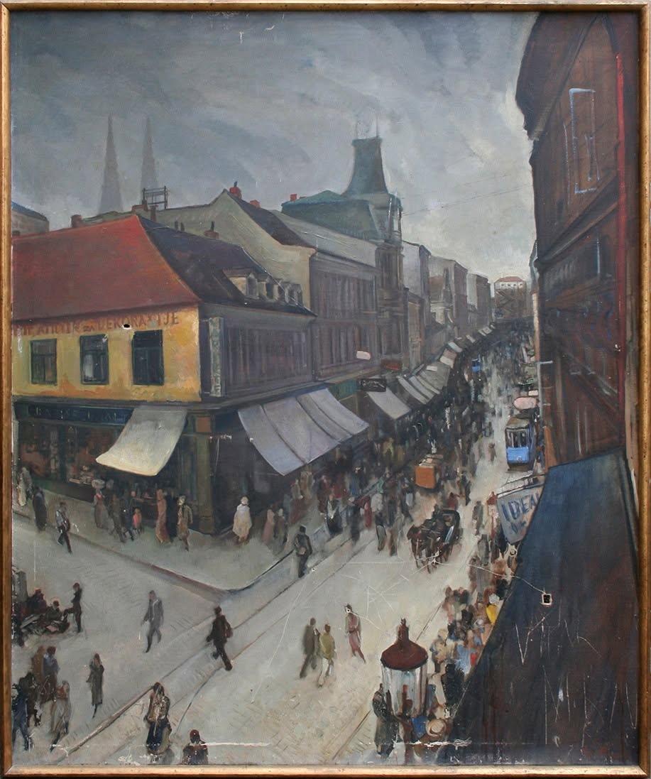 Slika. Ilica 1924. godine (autor Ljubo Babić, ulje na platnu)